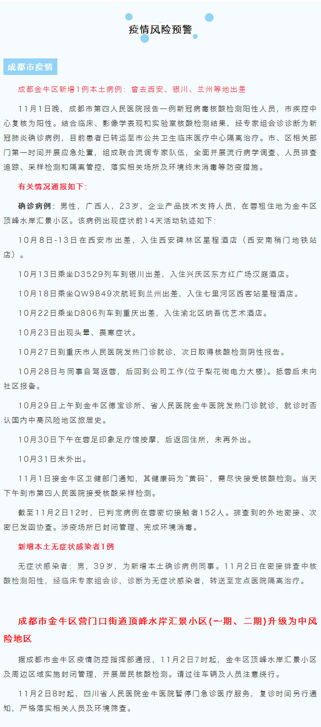重庆市、成都市发现多例新冠肺炎病例，四川一地升为中风险地区！自贡疾控发布紧急重要提示